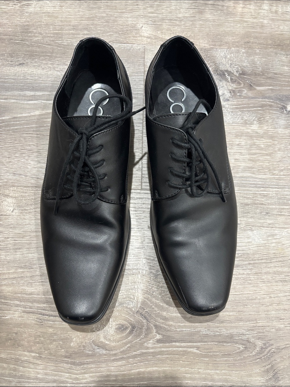 Calvin Klein Black Men's Leather Lace-Up Oxfords